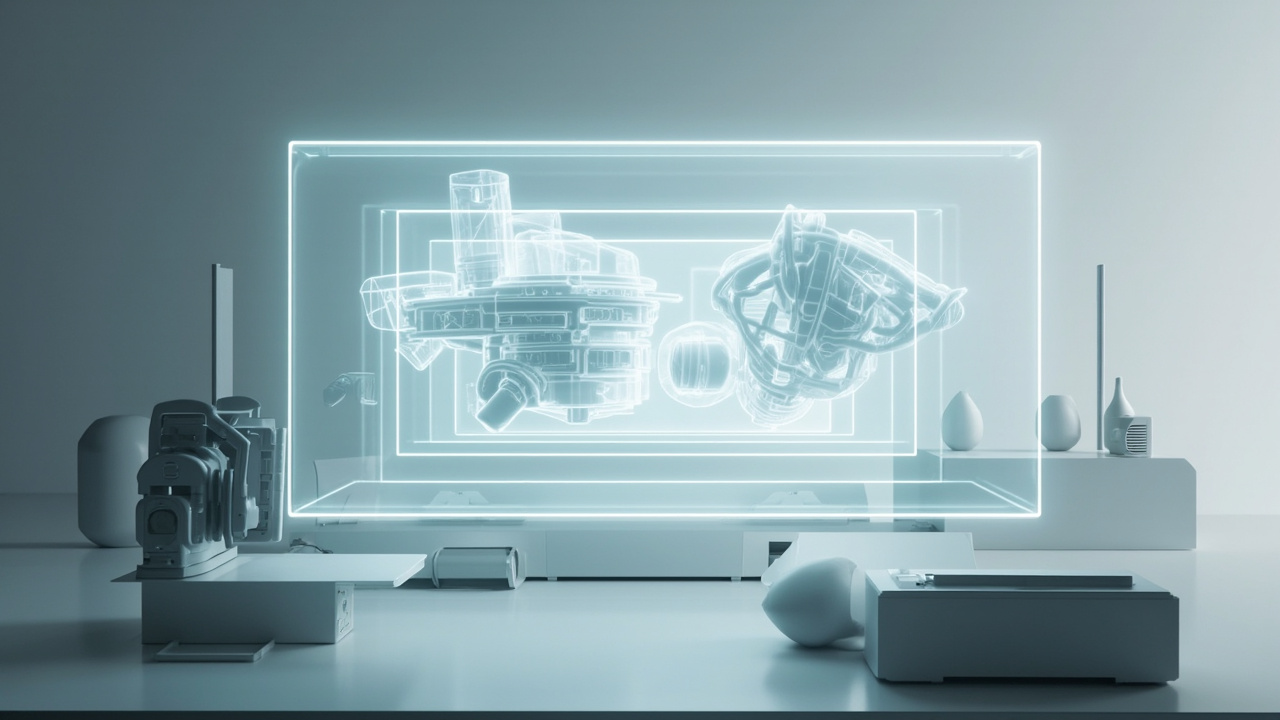 Illustration of a professional 3D display used for CAD and medical review workflows