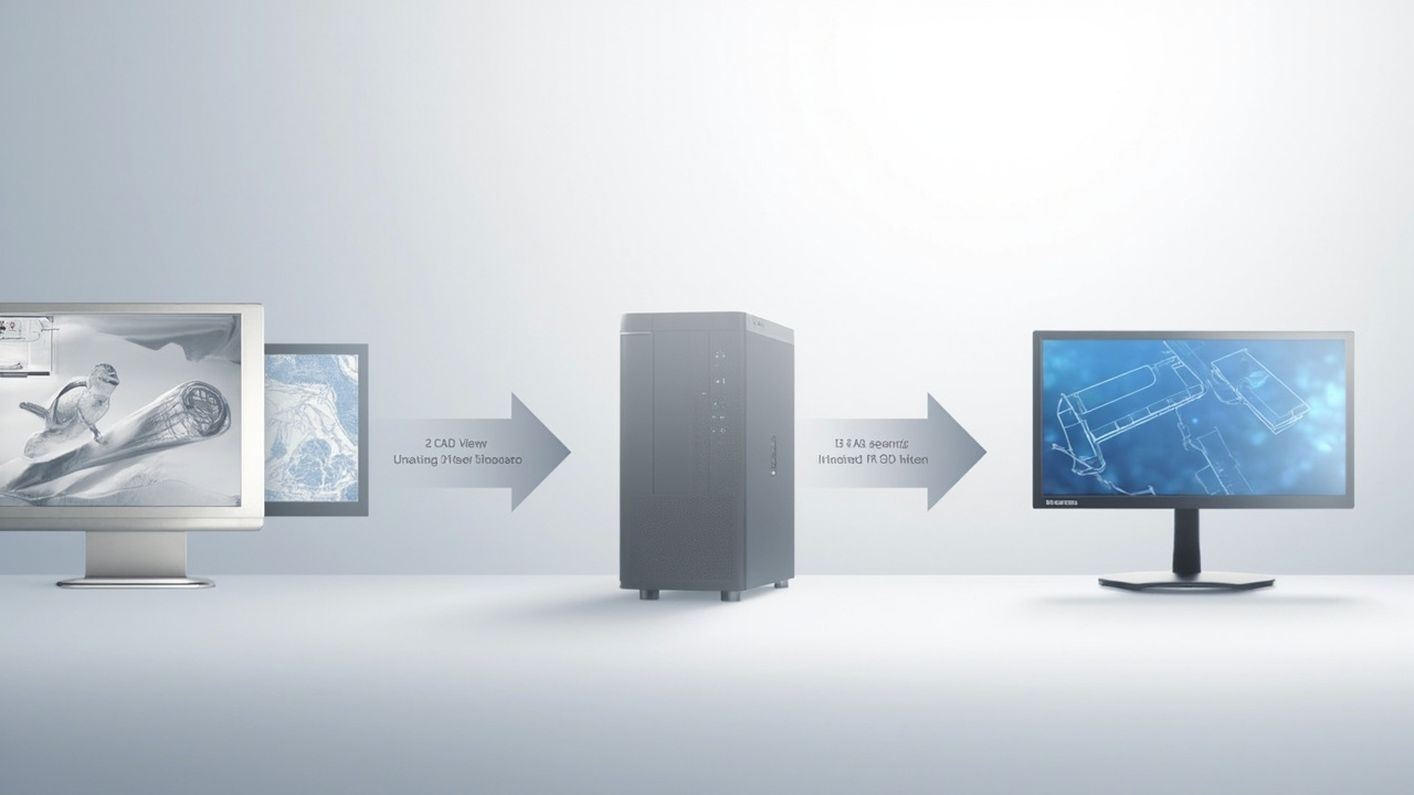Workflow diagram showing how stereo content from CAD, medical viewers, or engines is delivered to a 32-inch 3D monitor