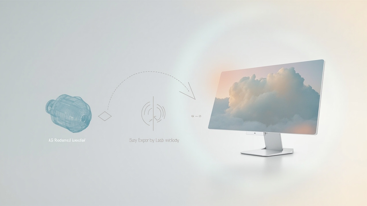 Workflow illustration showing a 3D model or DICOM volume being exported as stereo content and displayed on a glasses-free 3D monitor.