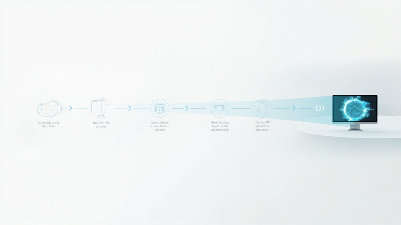 Diagram showing a content pipeline feeding a spatial 3D display